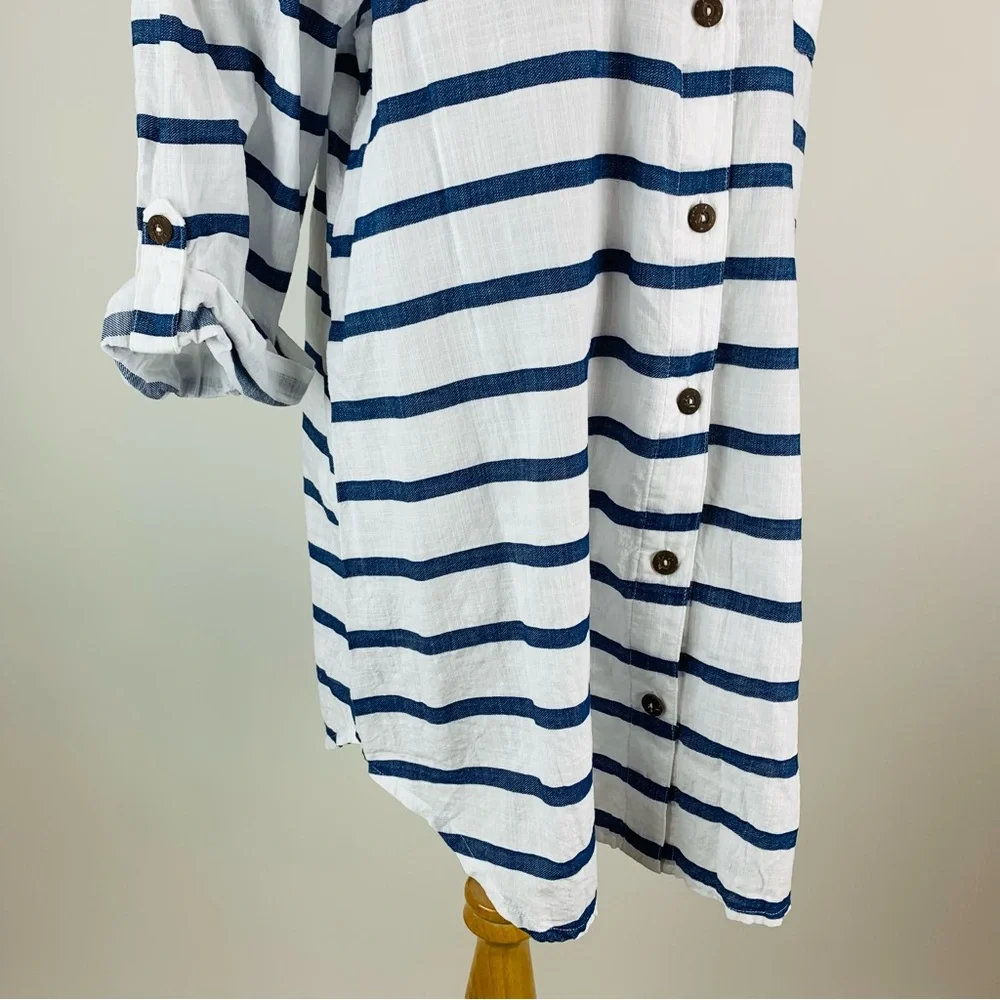 Dotti Striped Button Front Coverup 1X